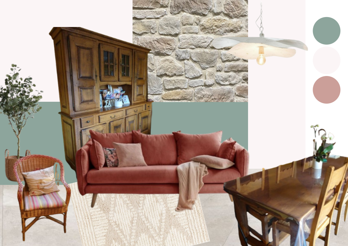 déco pierre meuble bois style ancien